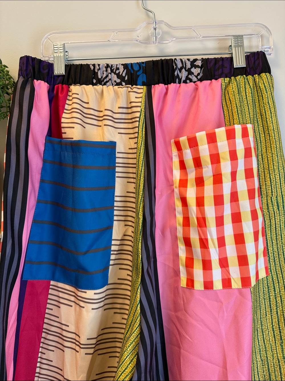 Wide Leg Multi-Stripe Women’s Pants - Pink & Multicolor - Picture 5 of 5